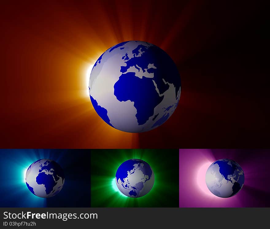 Beautiful and shiny earth on black background.