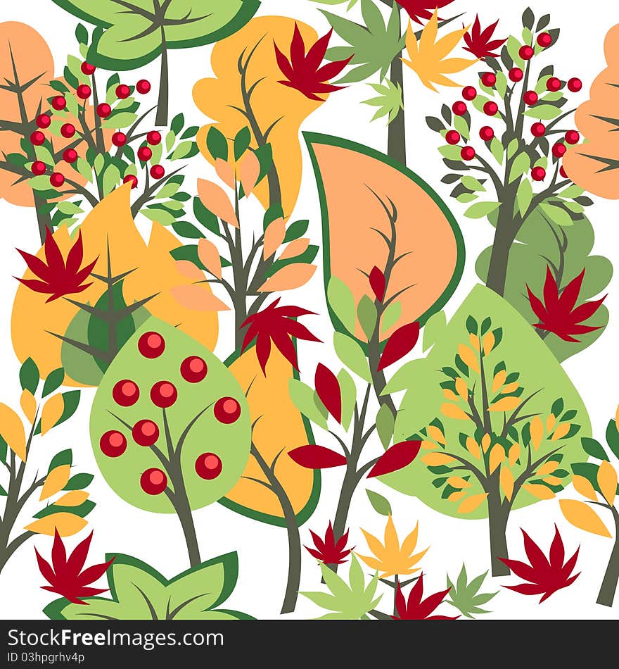 Seamless pattern with autumn trees and bushes. Seamless pattern with autumn trees and bushes