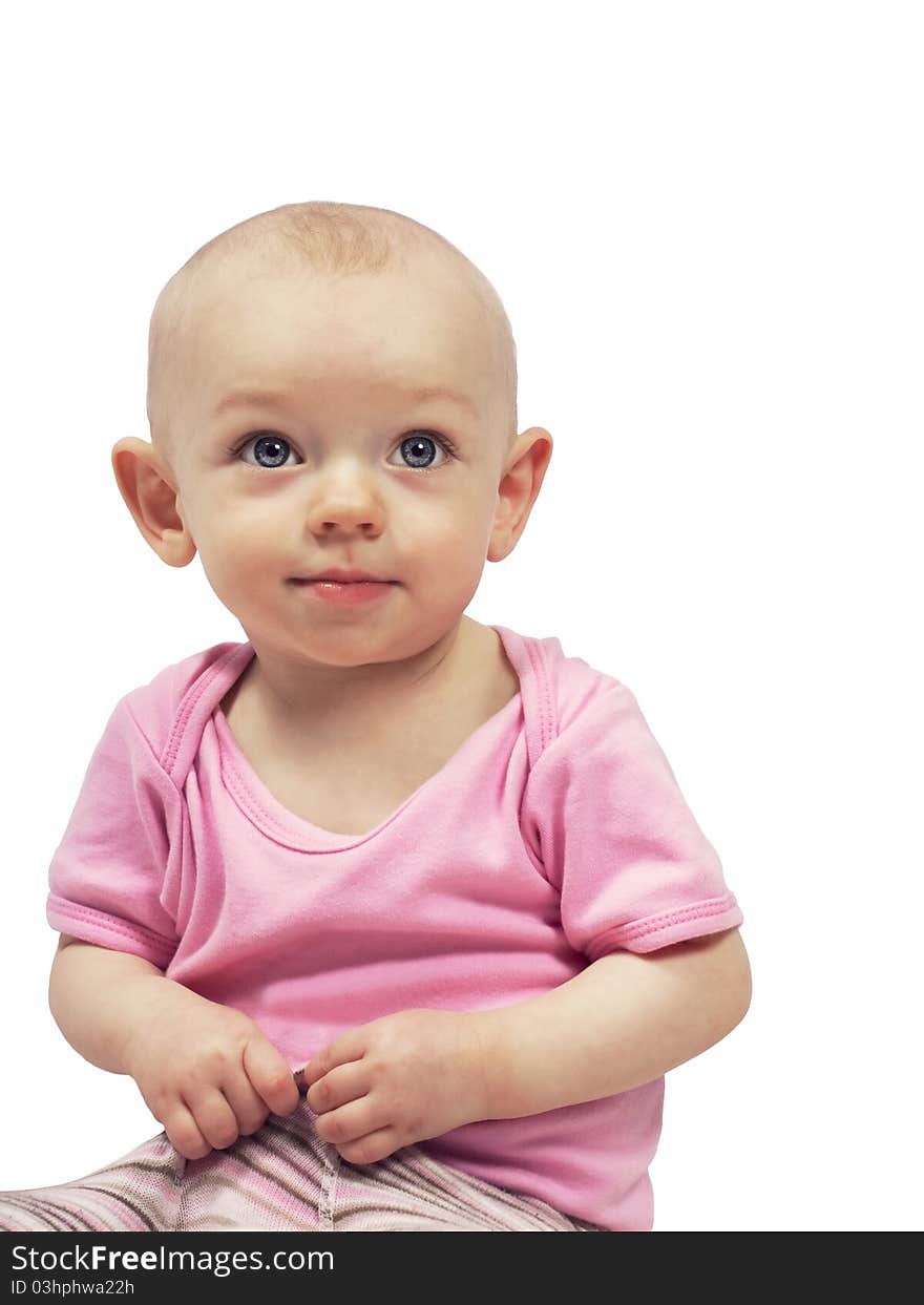 Incredible expression of a baby girl, clipping path. Incredible expression of a baby girl, clipping path