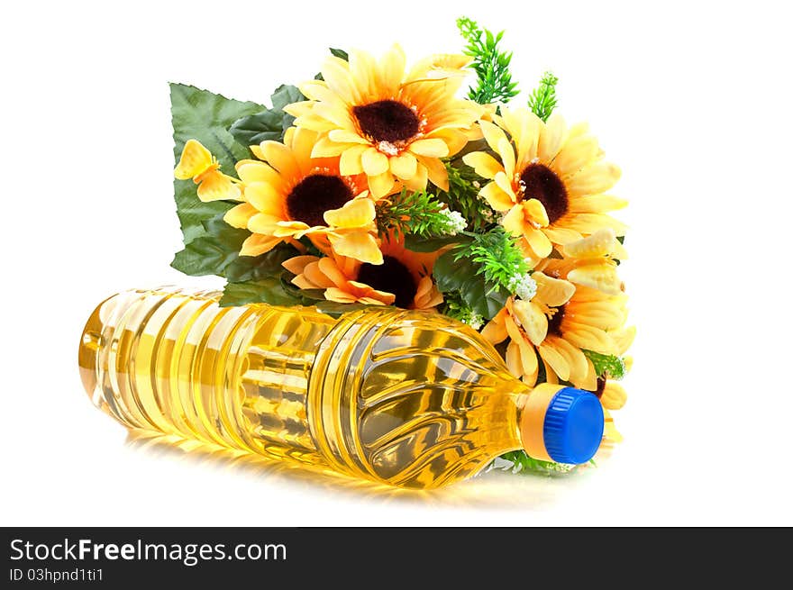 Bottle of cooking oil isolated on a white background