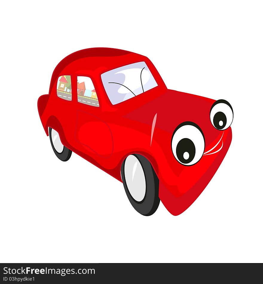 Red car on white background