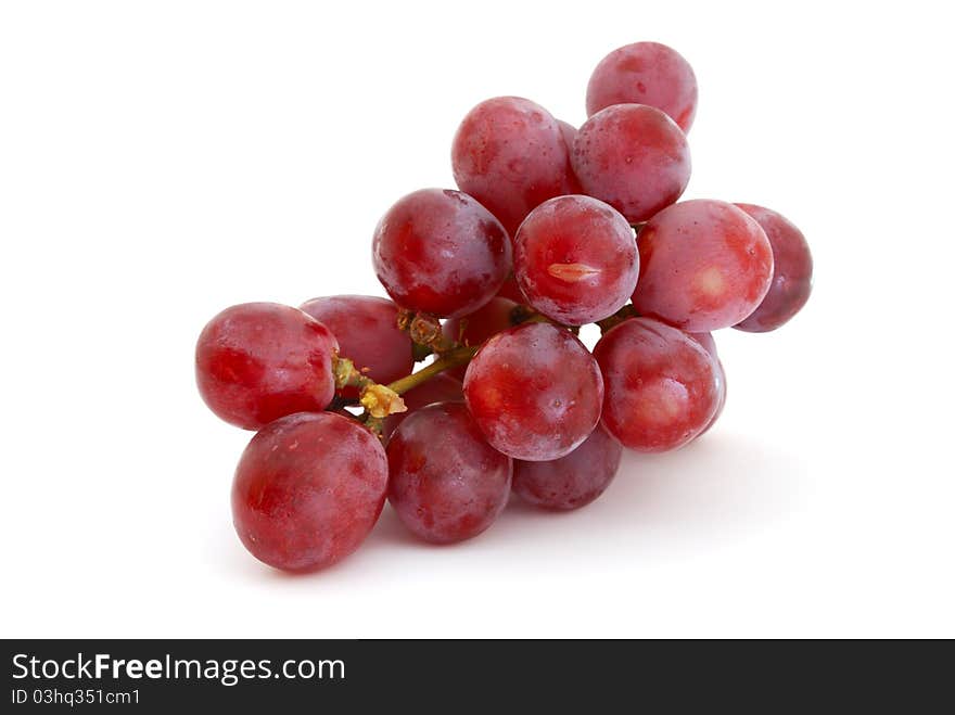 Red grapes isolated on white background