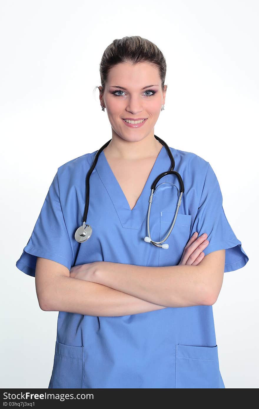 Portrait of woman doctor with stethoscope. Portrait of woman doctor with stethoscope