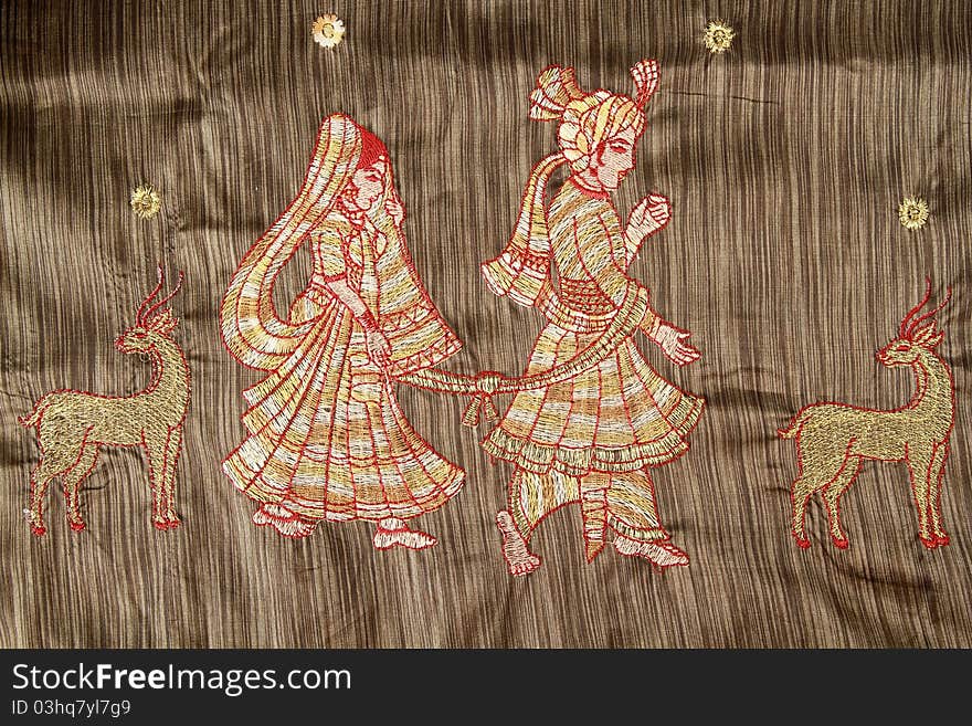 Close up of an Indian Saree design.