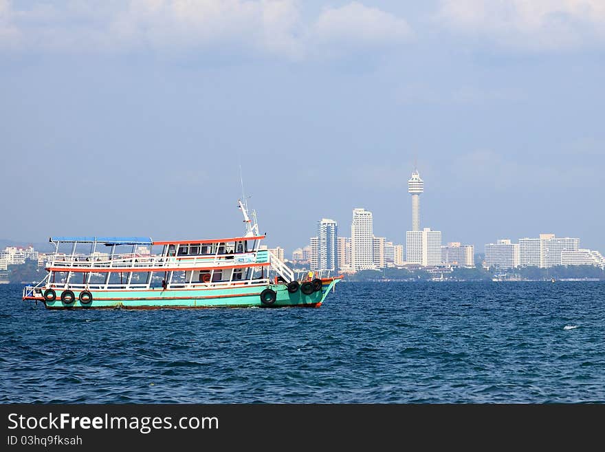 The boat line with views back to Pattaya. The boat line with views back to Pattaya.