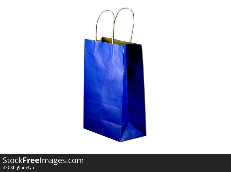 Blue paper bag on isolate