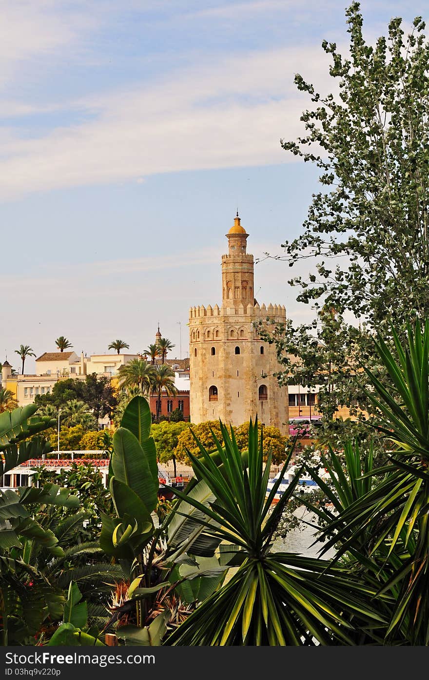 Seville - the Golden tower - one of Sevilles famous landmarks