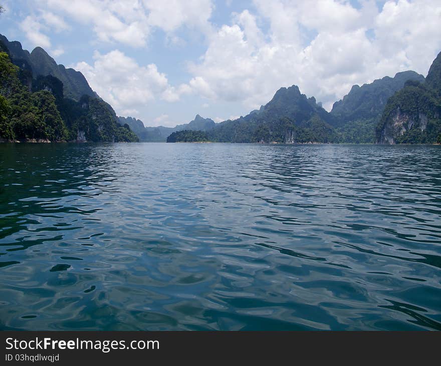 Cloud, Sky, Mountain and Ratchapapa Dam, Thailand