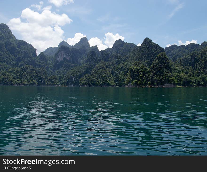 Cloud, Sky, Mountain and Ratchapapa Dam, Thailand