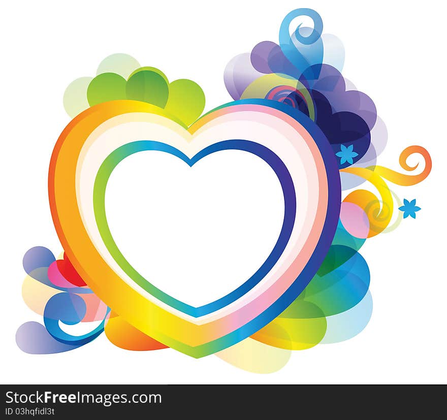 Vector rainbow colored background with heart for design. Vector rainbow colored background with heart for design