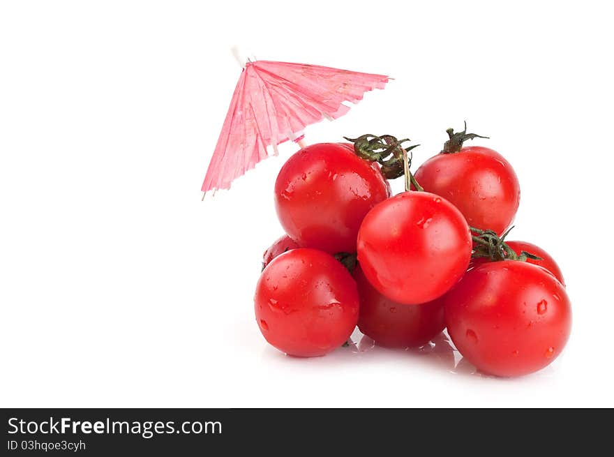 Cherry tomatoes isolated on a white background