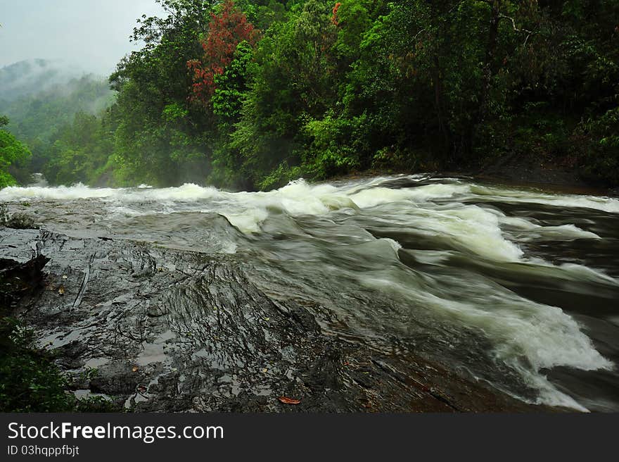 Kukuleganga River in Sri Lanka during the rainy season.