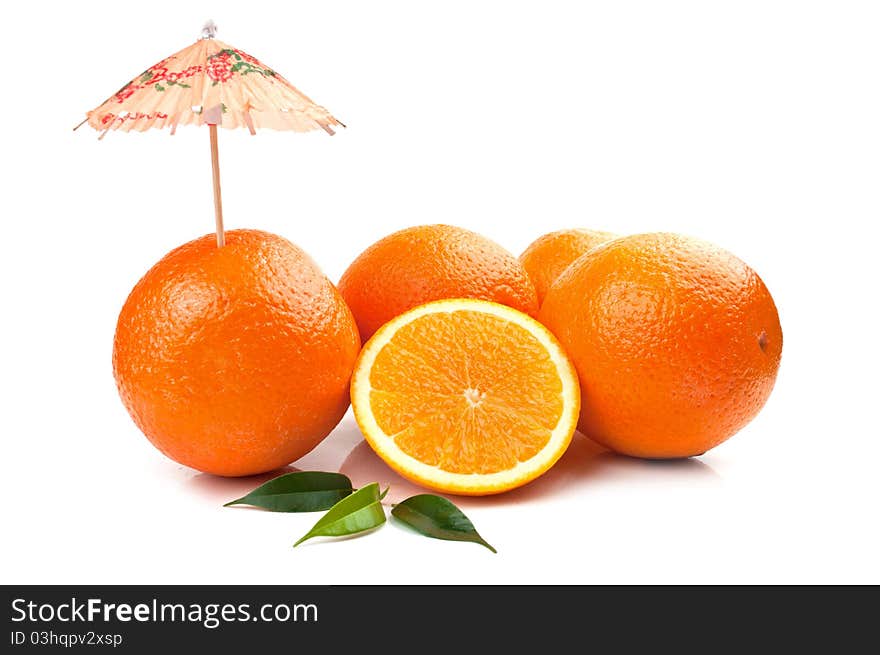 Fresh orange and umbrella