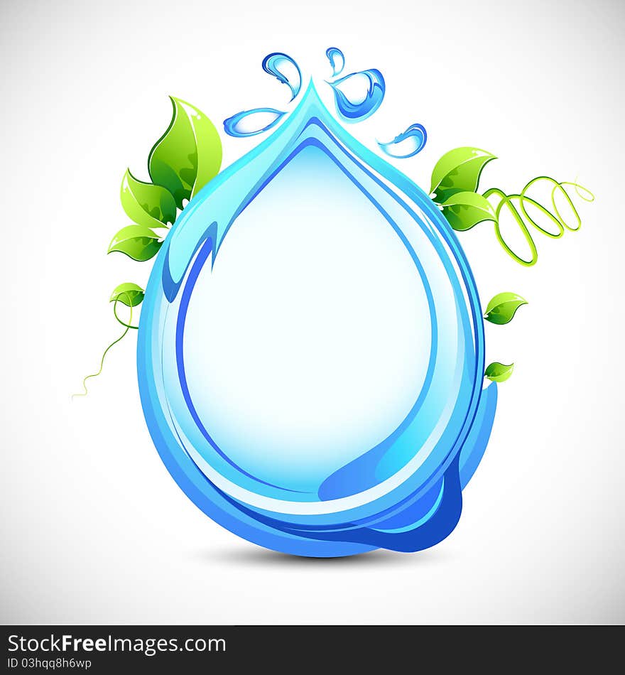 Illustration of abstract background with water and leaf theme