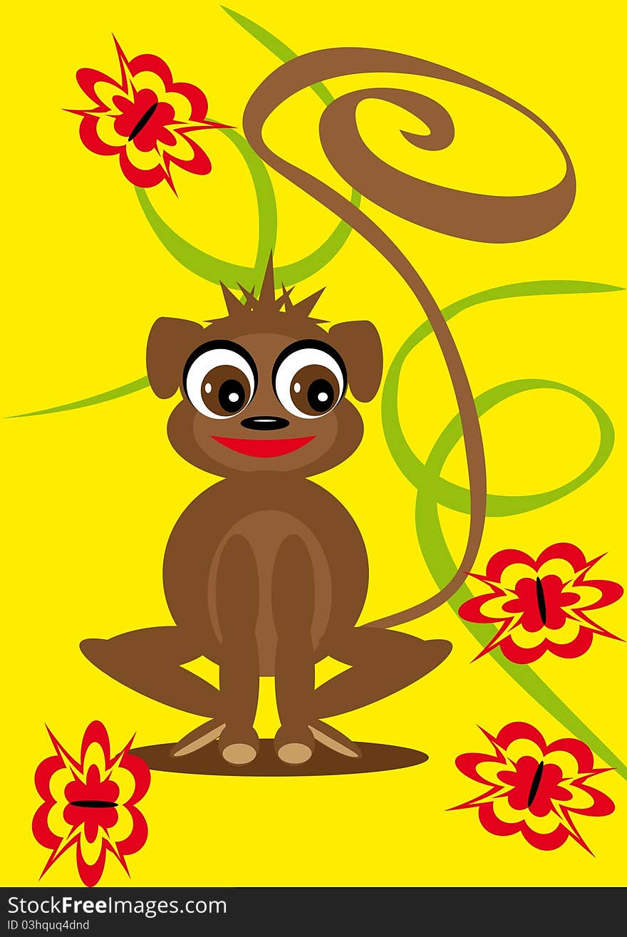 Small animation monkey on the isolated background