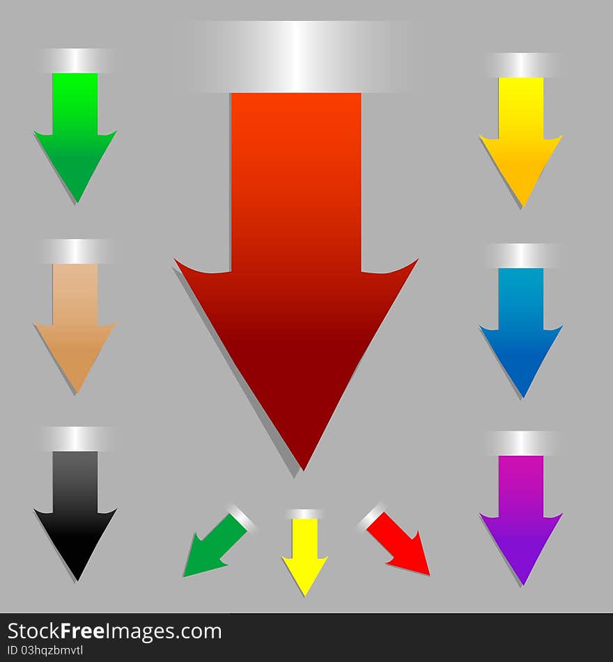 Arrow set as tags. Stickers in different color. Arrow set as tags. Stickers in different color