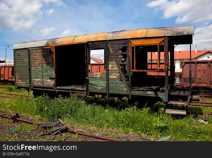 Burned Old Train