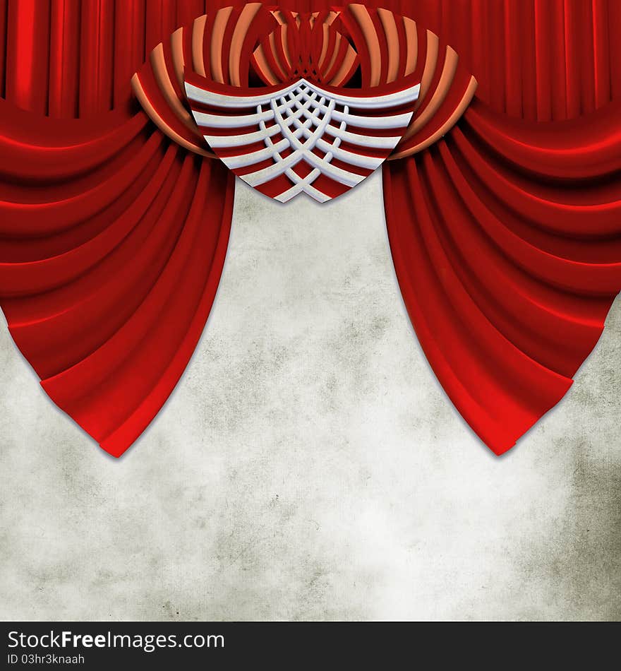 Grunge background with a red drape