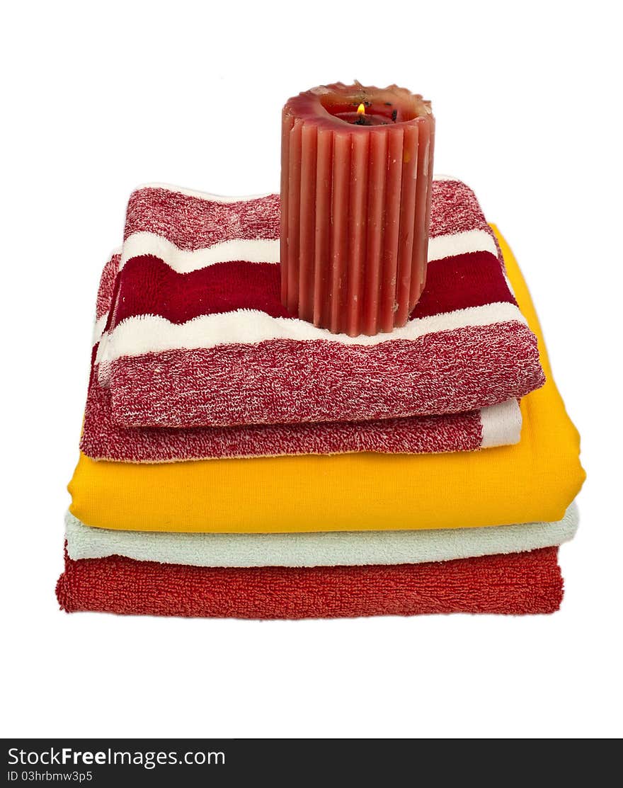 Aromatherapy subject with towels and candle