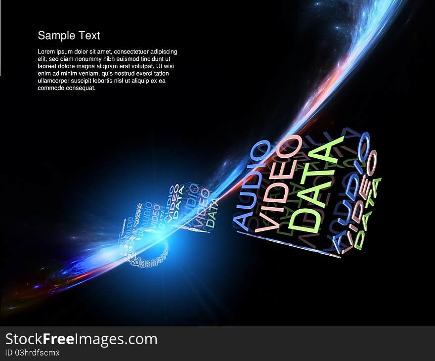 Interplay of symbols and forms in three dimensional space on the subject of modern technologies. Interplay of symbols and forms in three dimensional space on the subject of modern technologies