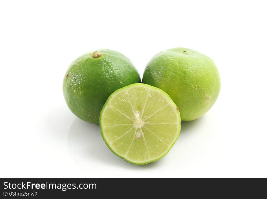 Fresh Lime , Lemon Isolated On White