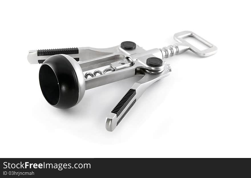 silver corkscrew isolated over white