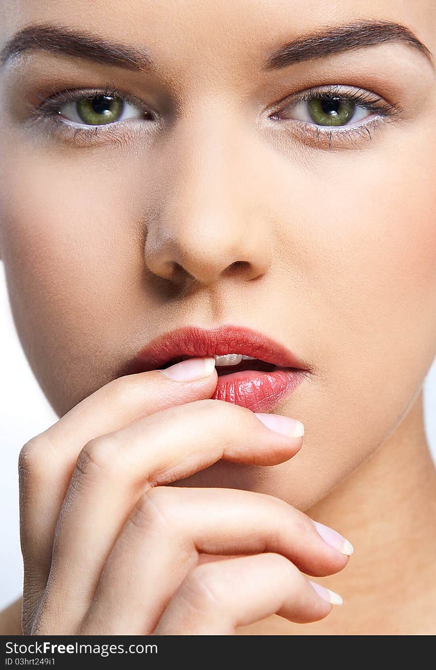 Closeup of gorgeous woman with mesmerizing eyes. Closeup of gorgeous woman with mesmerizing eyes