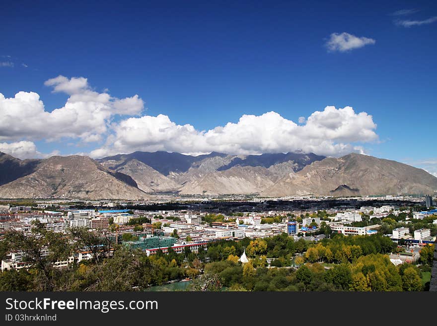 Tibet's snow mountains in Lhasa. Tibet's snow mountains in Lhasa