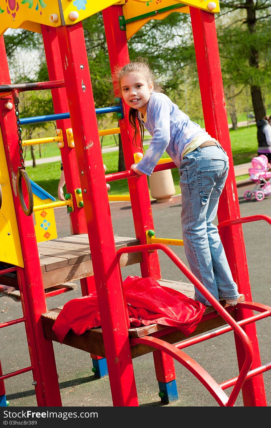 Girl having fun in playground