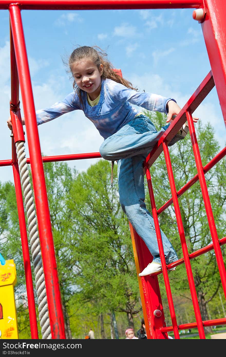 Girl having fun in playground