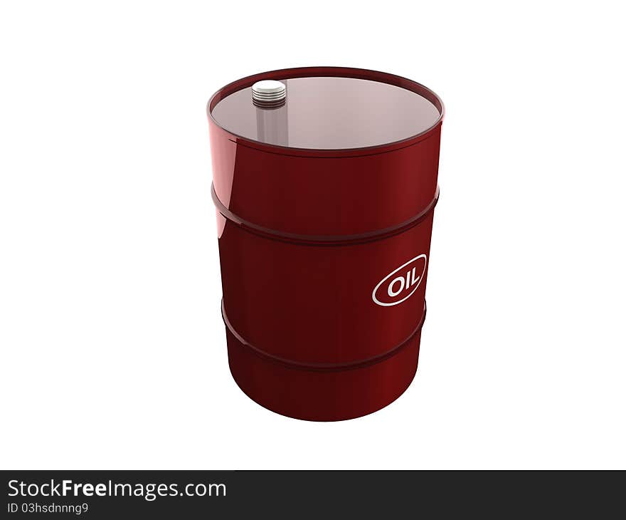 Red Oil Barrel Isolated On White