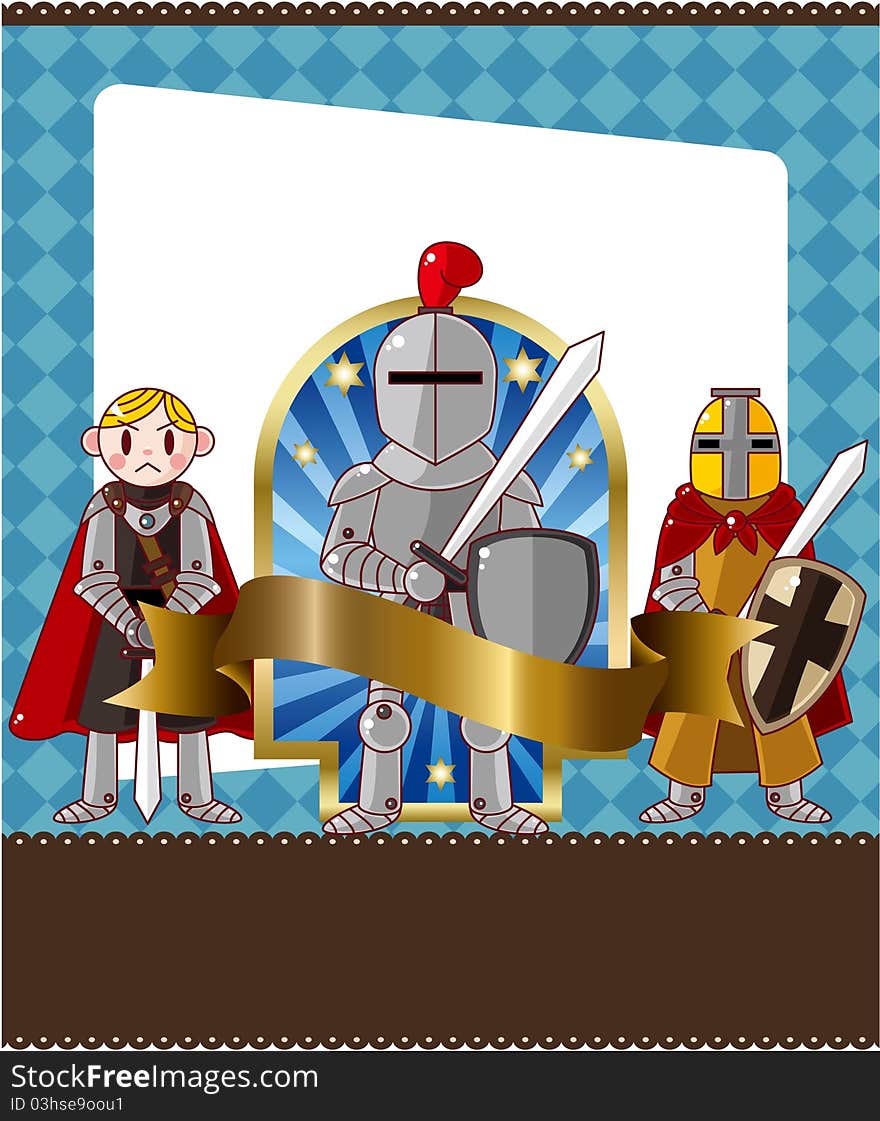 Cartoon knight card, drawing