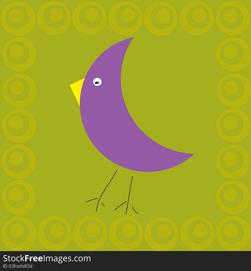 A small purple bird in green grass. A small purple bird in green grass