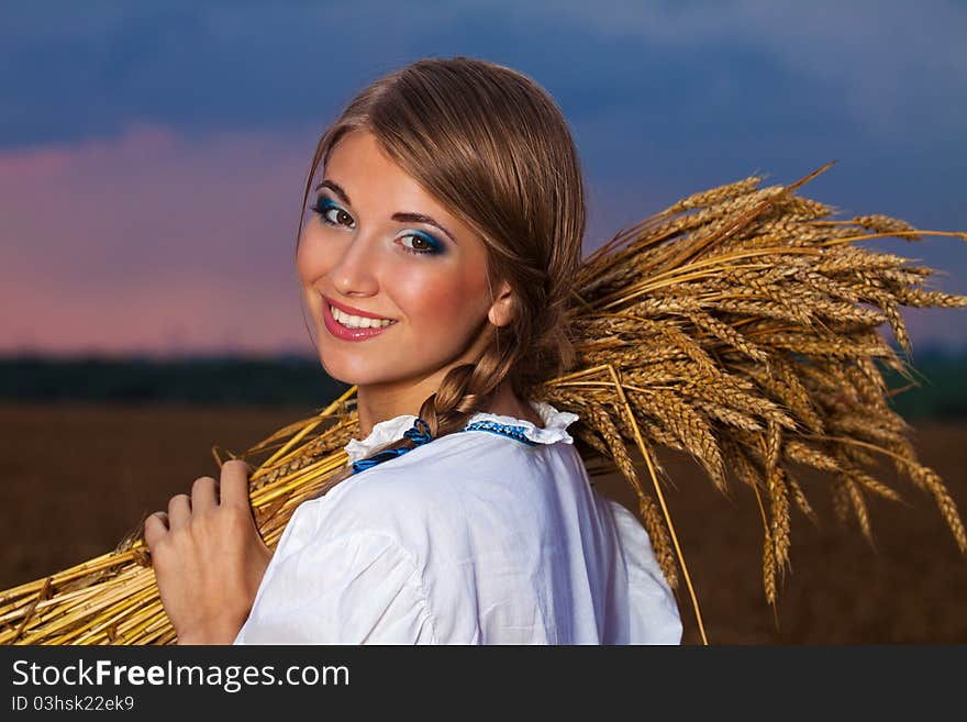 Portrait of girl in field