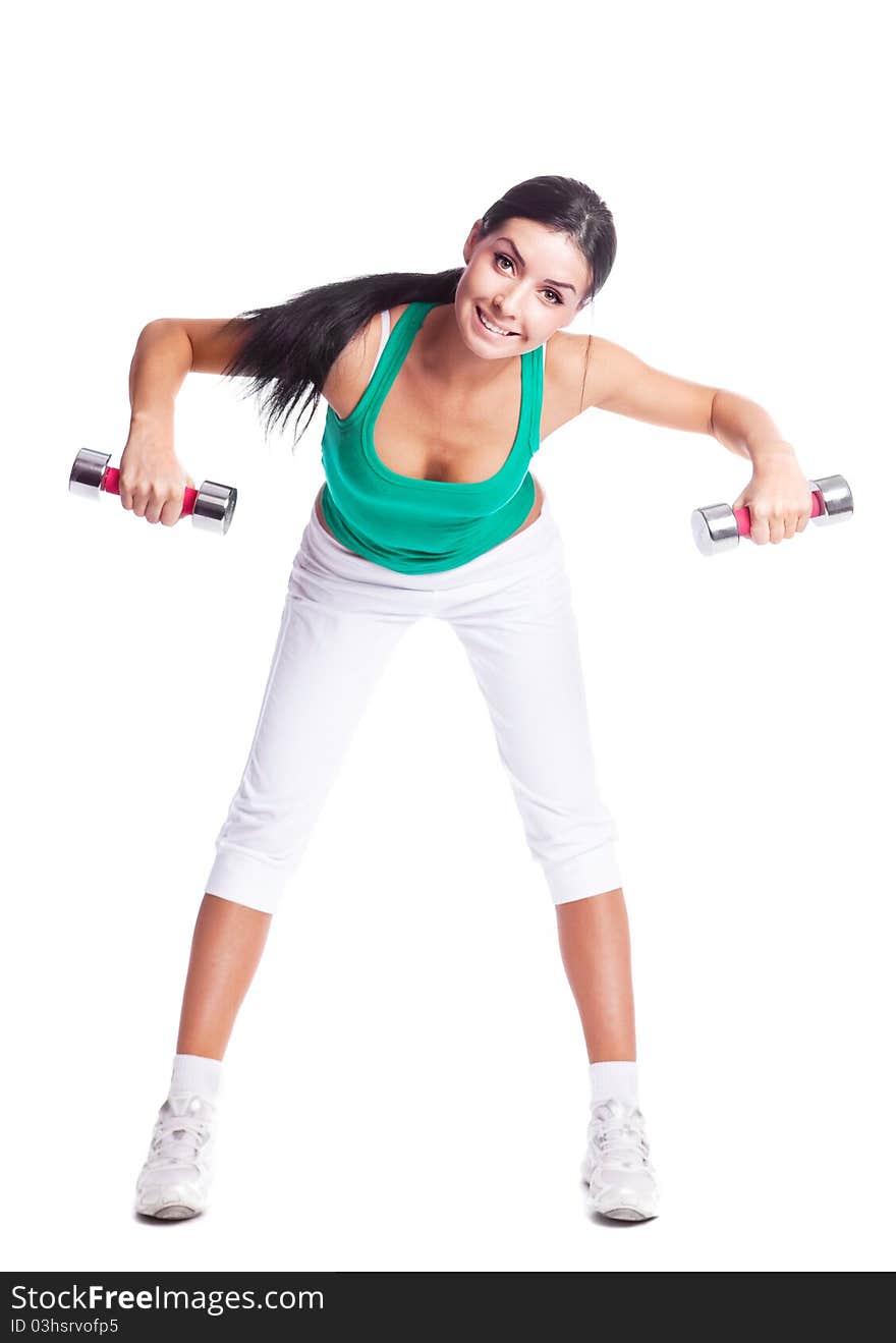 Woman with dumbbells