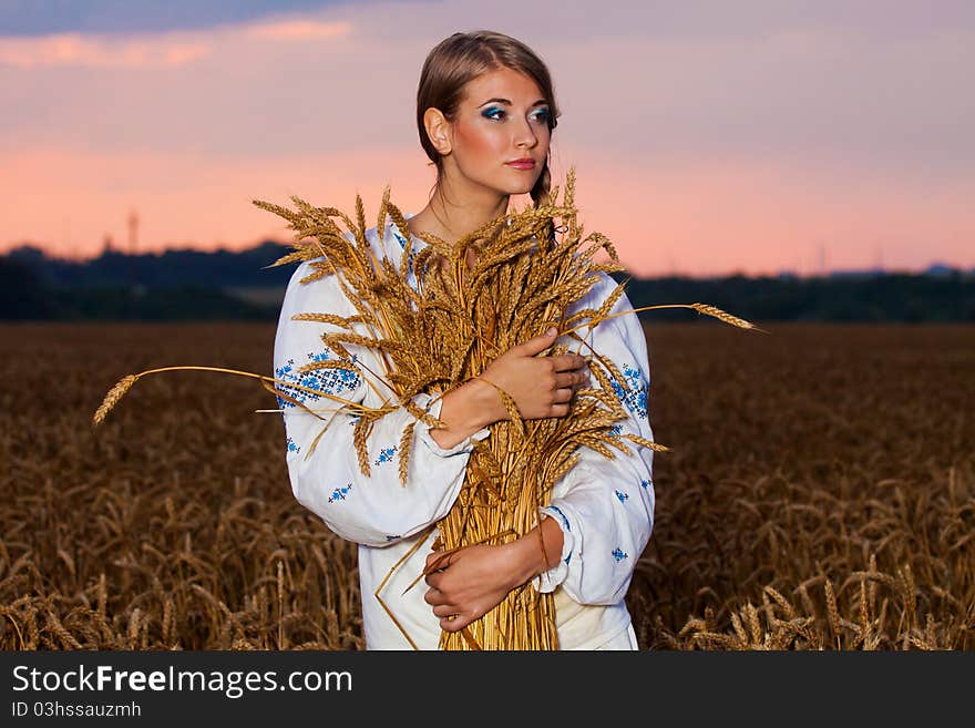 Portrait of girl in field