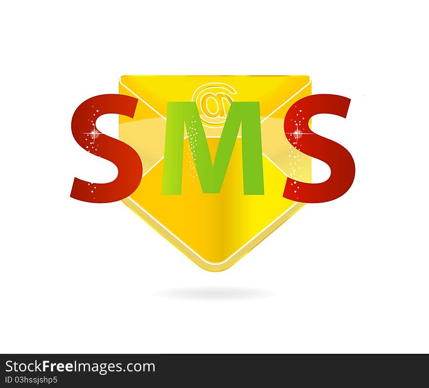 Web mail gold color isolated on the white