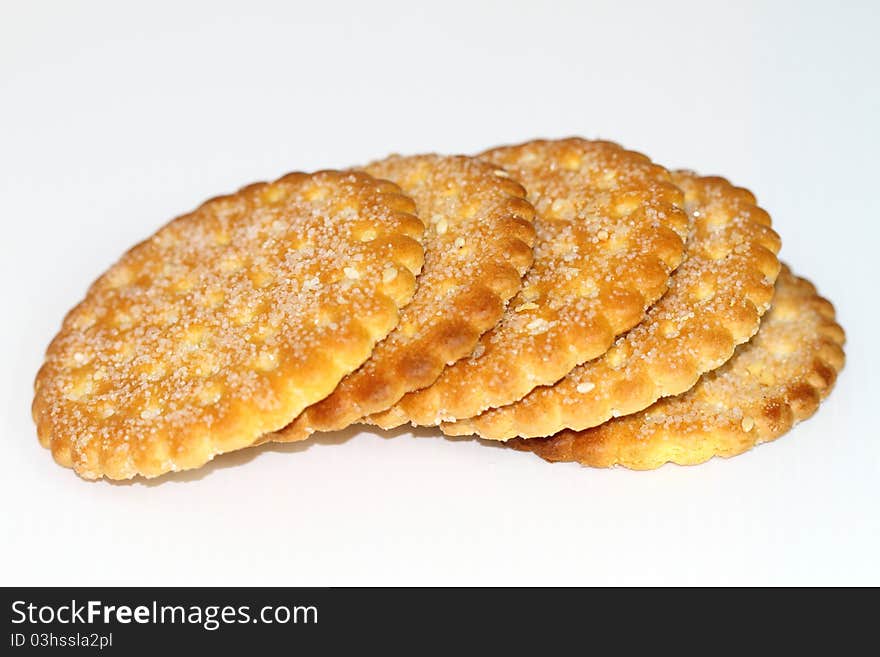 Round cracker isolated on white background