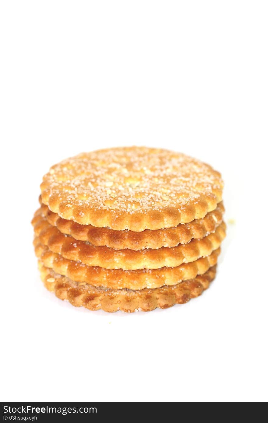 Round cracker isolated on white background