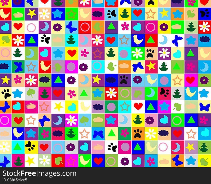 Colorful squares on a background