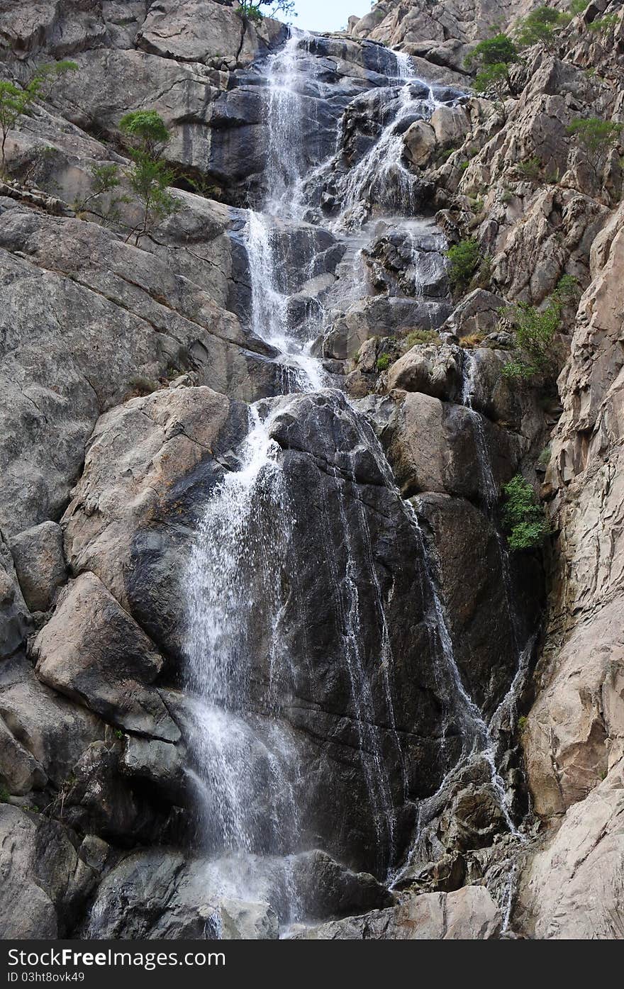 Landscape of waterfall in the mountains