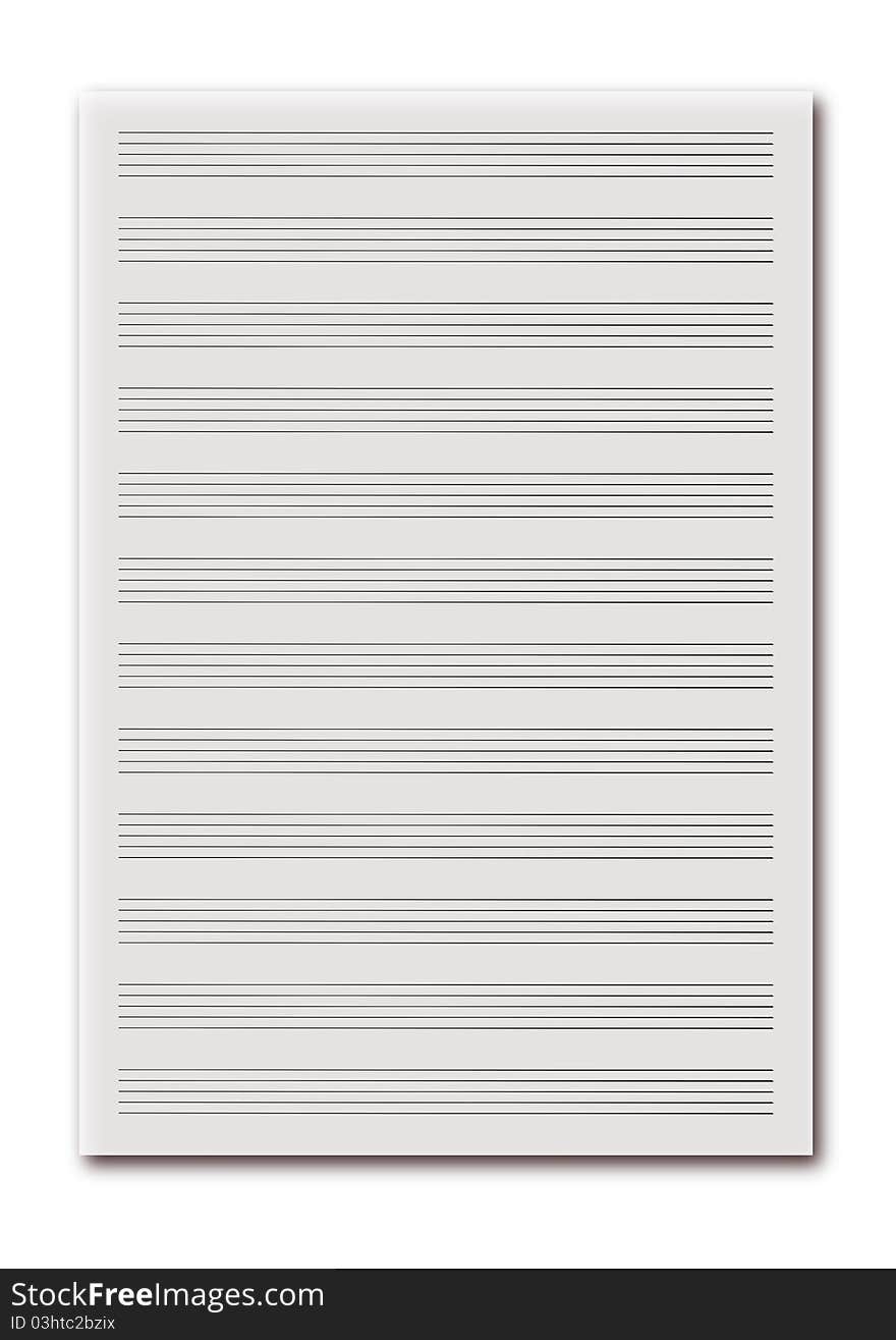 Manuscript paper with treble and bass clefs. Manuscript paper with treble and bass clefs