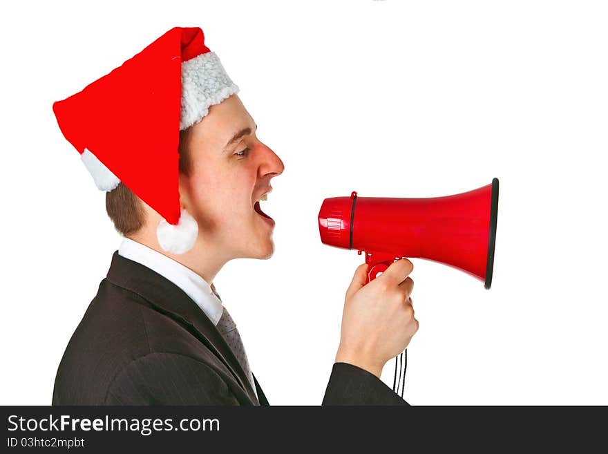 Businessman with chrismas hat