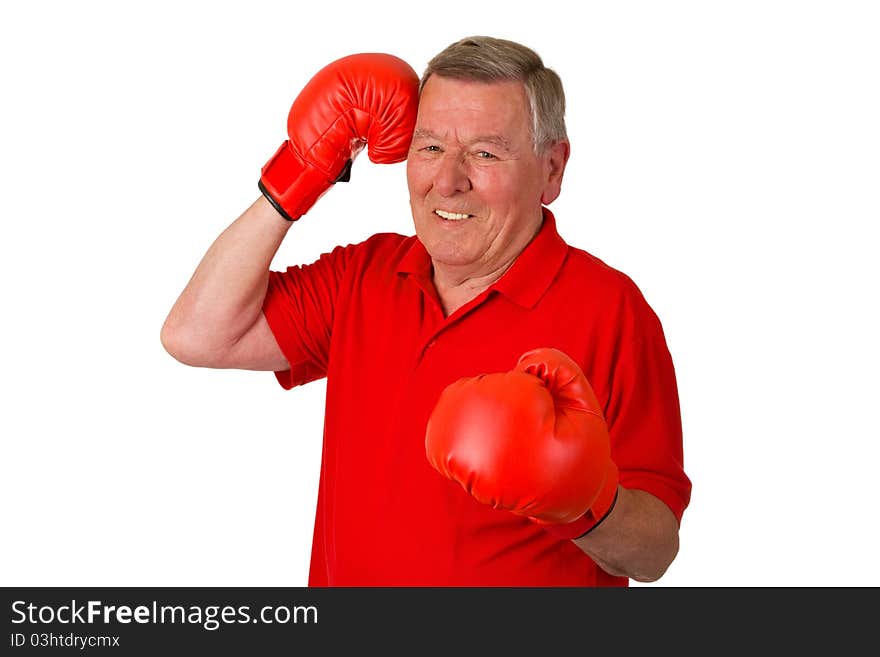 Male Senior with boxing gloves