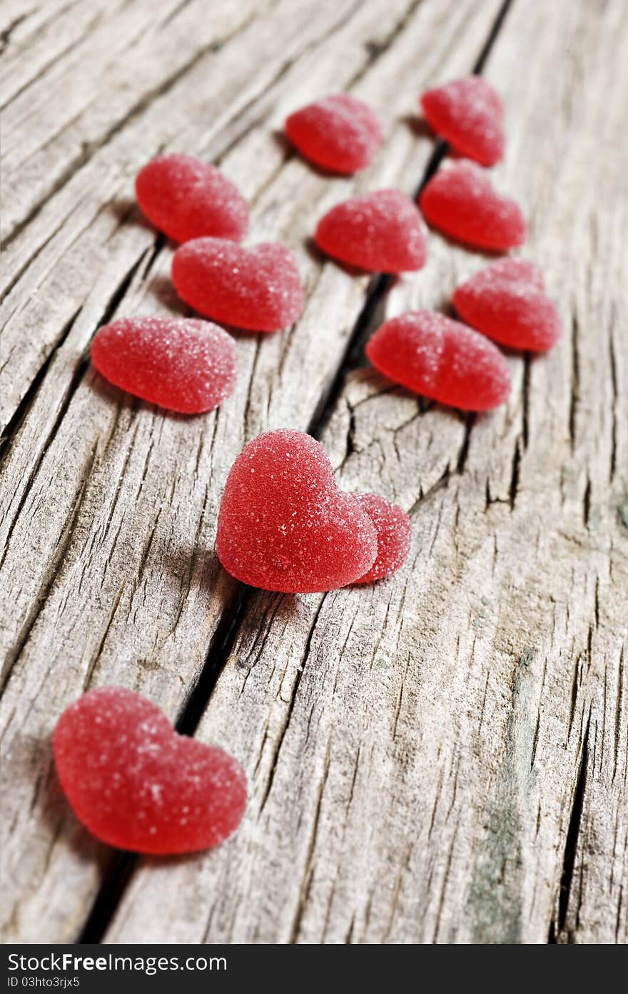 Red heart shaped jelly sweets