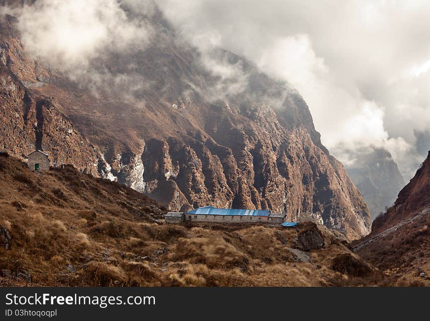 Machhapuchhre Base Camp near Pokhara in Nepal.