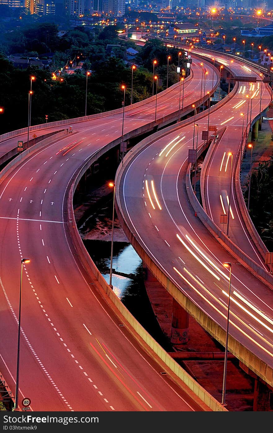 A nightscene highway in Kuala Lumpur,Malaysia. A nightscene highway in Kuala Lumpur,Malaysia.