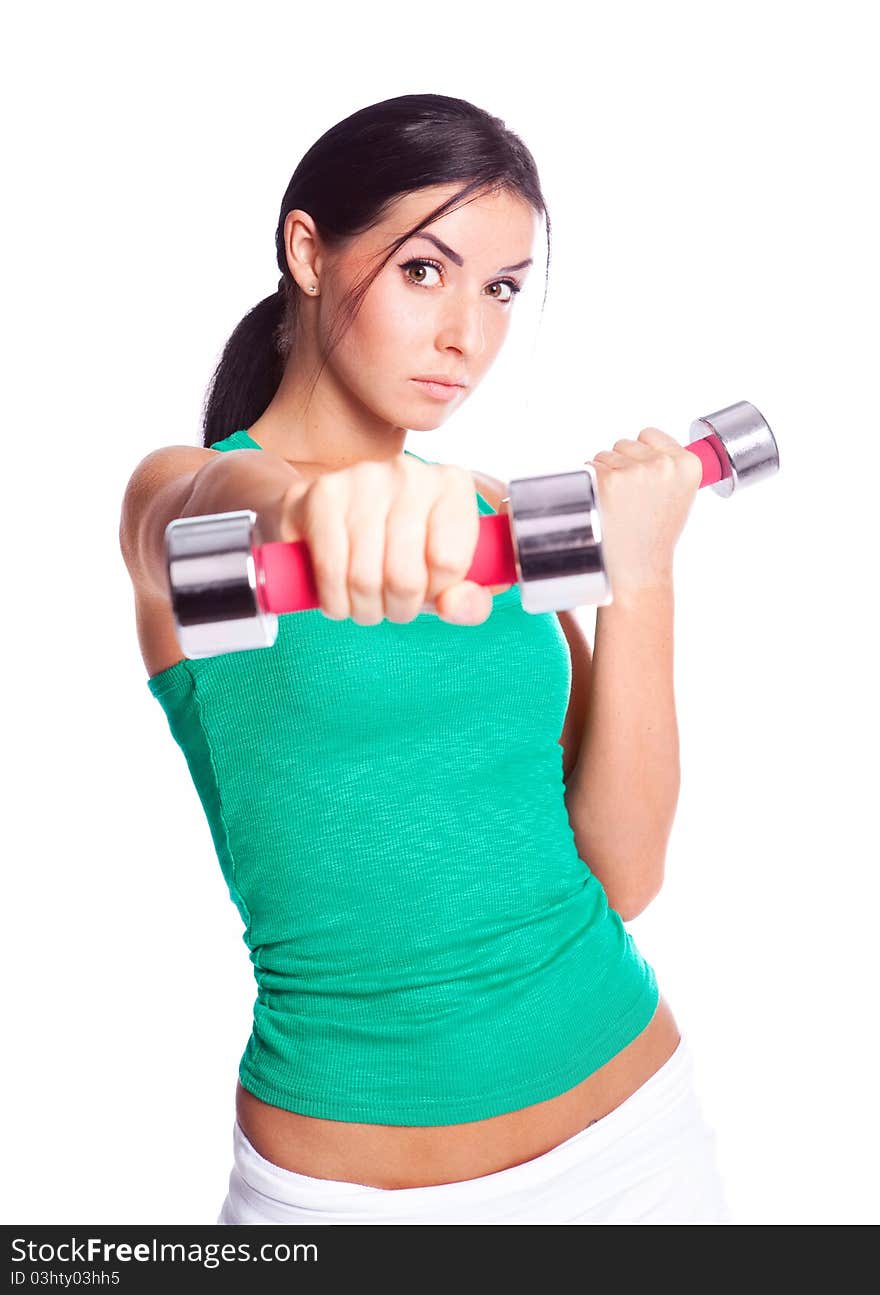 Woman with dumbbells