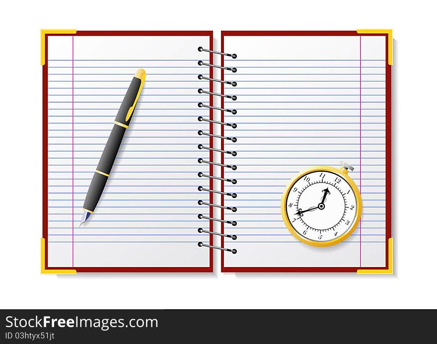 Notepads, pens and watches are shown in the picture. Notepads, pens and watches are shown in the picture.