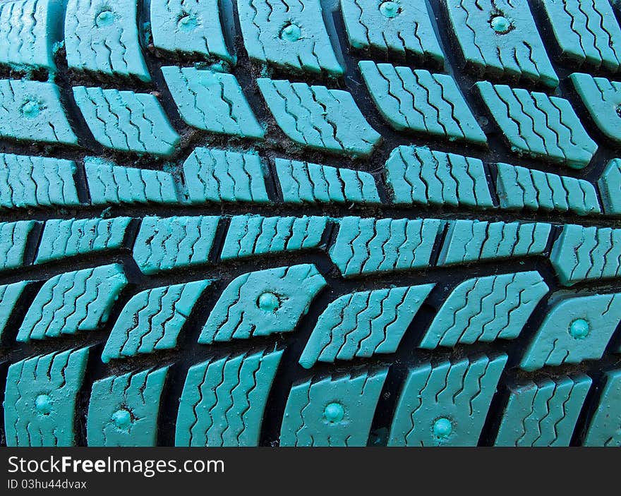 Protector of tire of the turquoise color. Protector of tire of the turquoise color